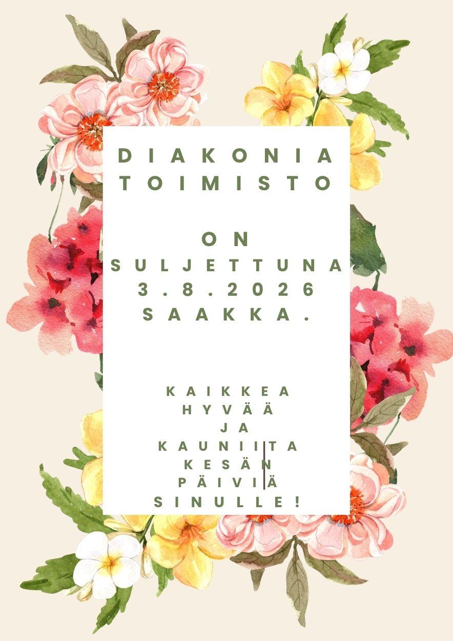 Diakoniatoimisto suljettuna